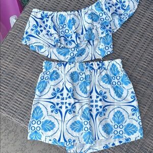 SHEIN Floral Blue and White Set